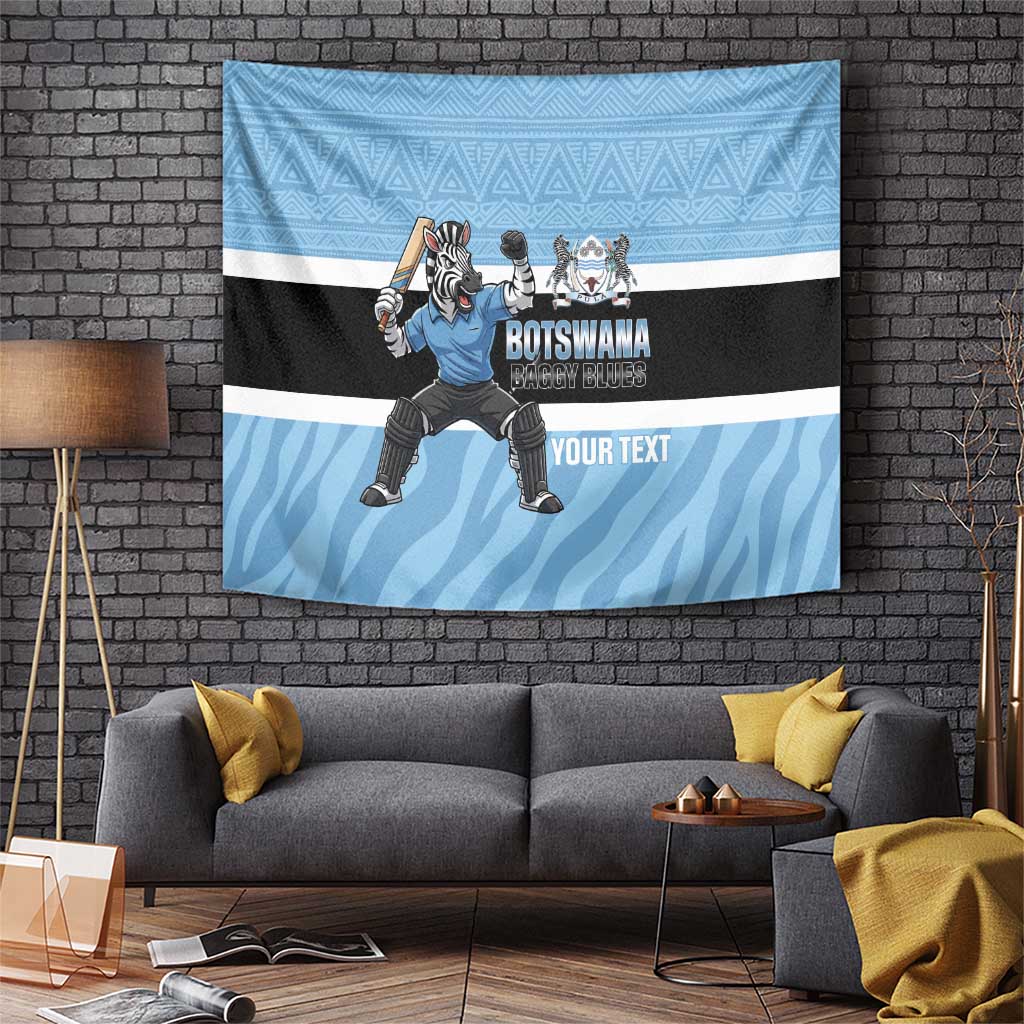 Custom Botswana Cricket Tapestry Go Baggy Blues Zebra Mascot - Wonder Print Shop