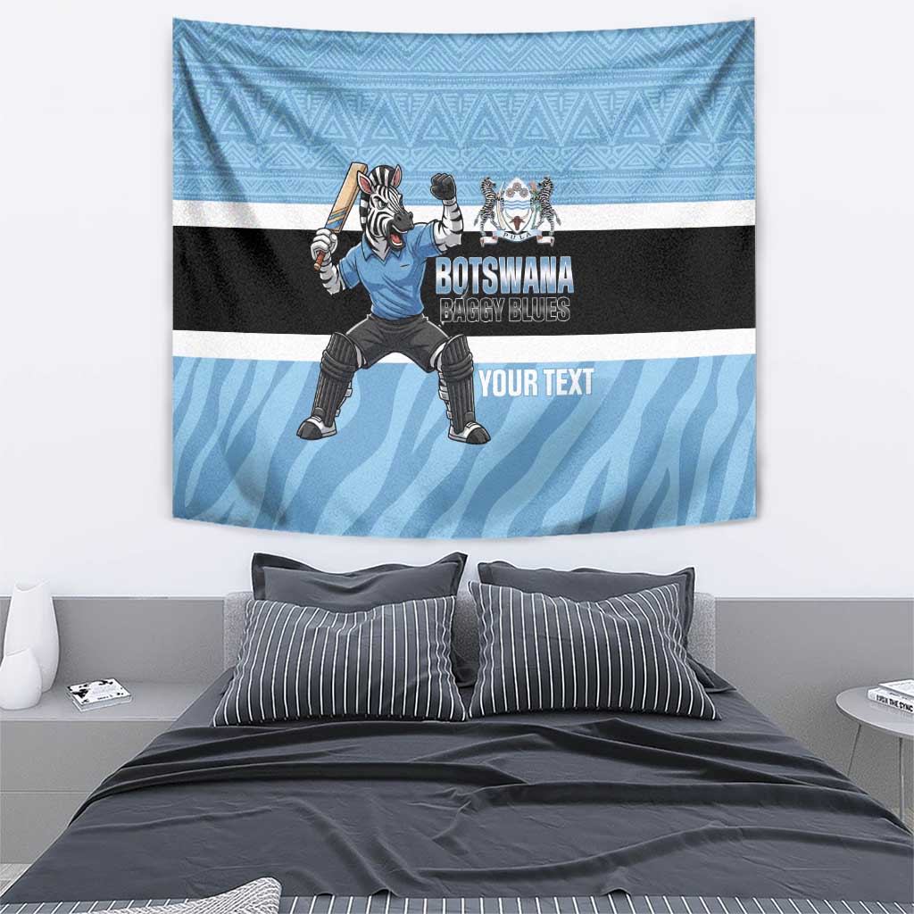 Custom Botswana Cricket Tapestry Go Baggy Blues Zebra Mascot - Wonder Print Shop