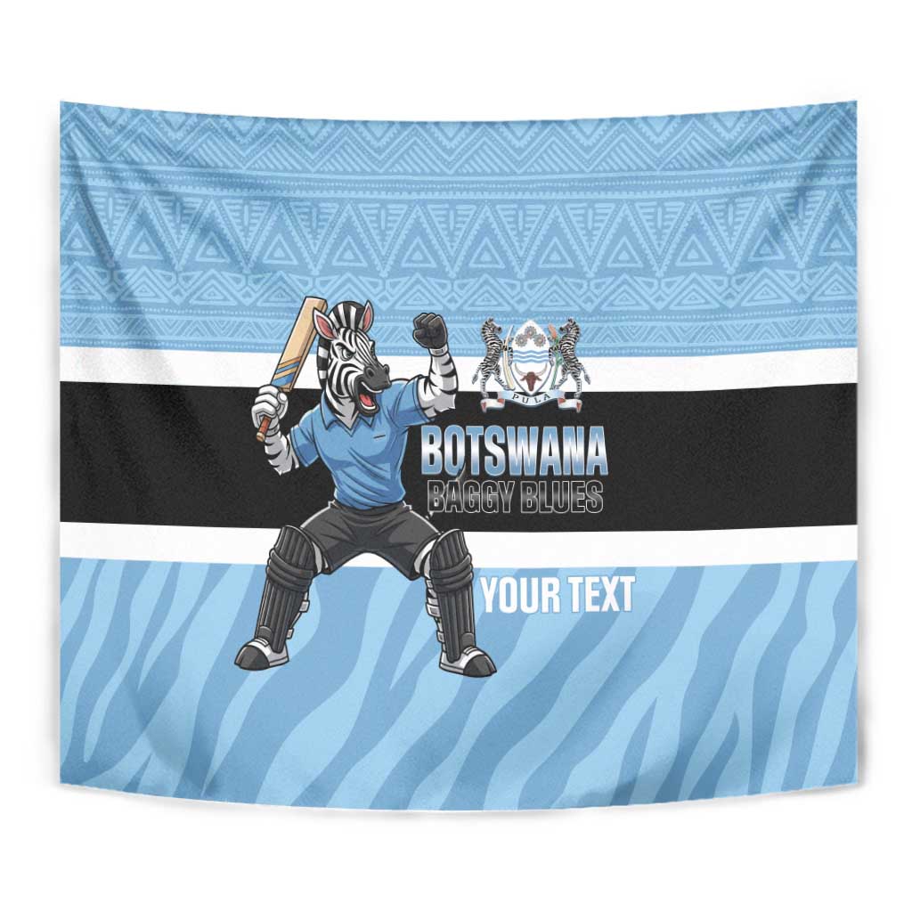Custom Botswana Cricket Tapestry Go Baggy Blues Zebra Mascot - Wonder Print Shop