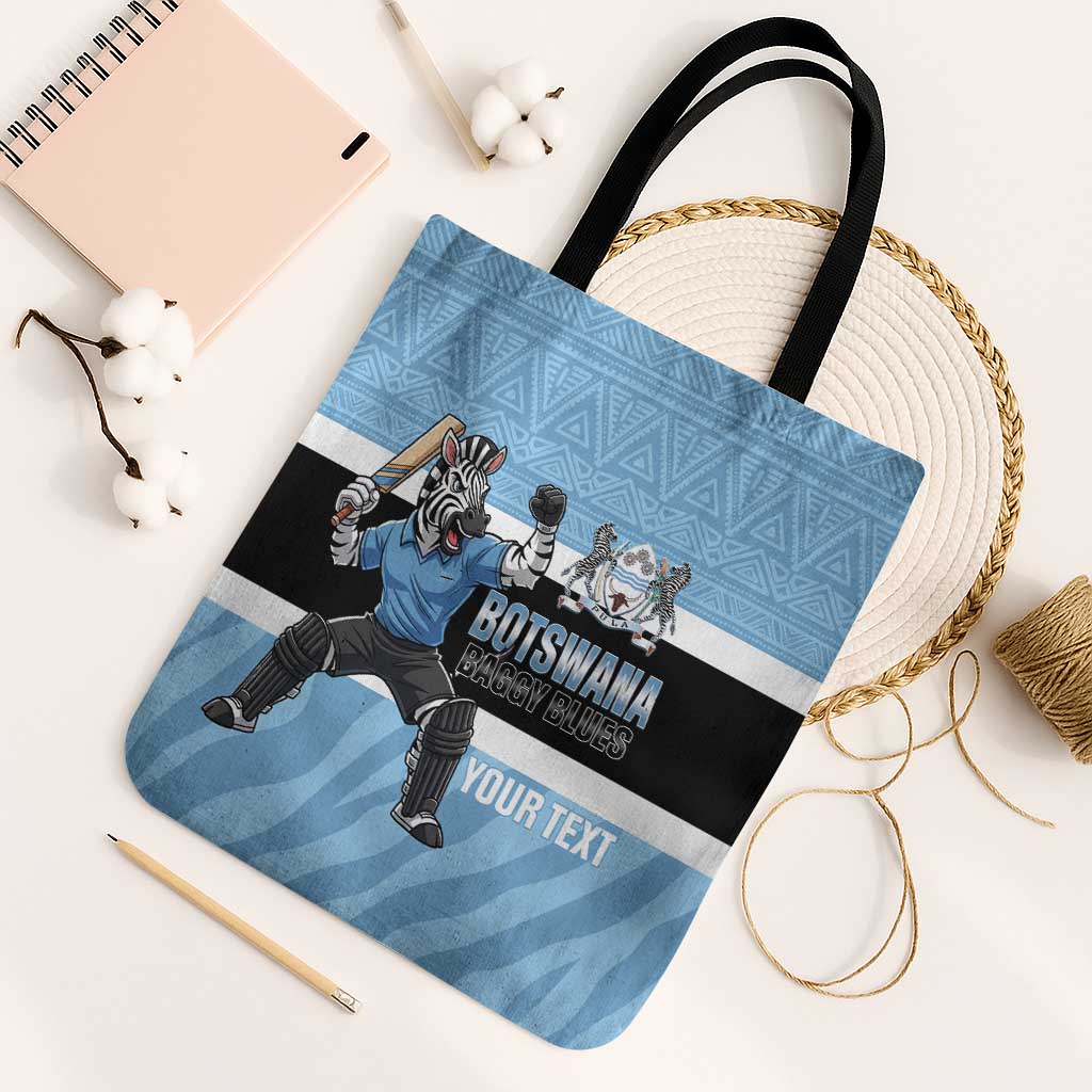 Custom Botswana Cricket Tote Bag Go Baggy Blues Zebra Mascot - Wonder Print Shop