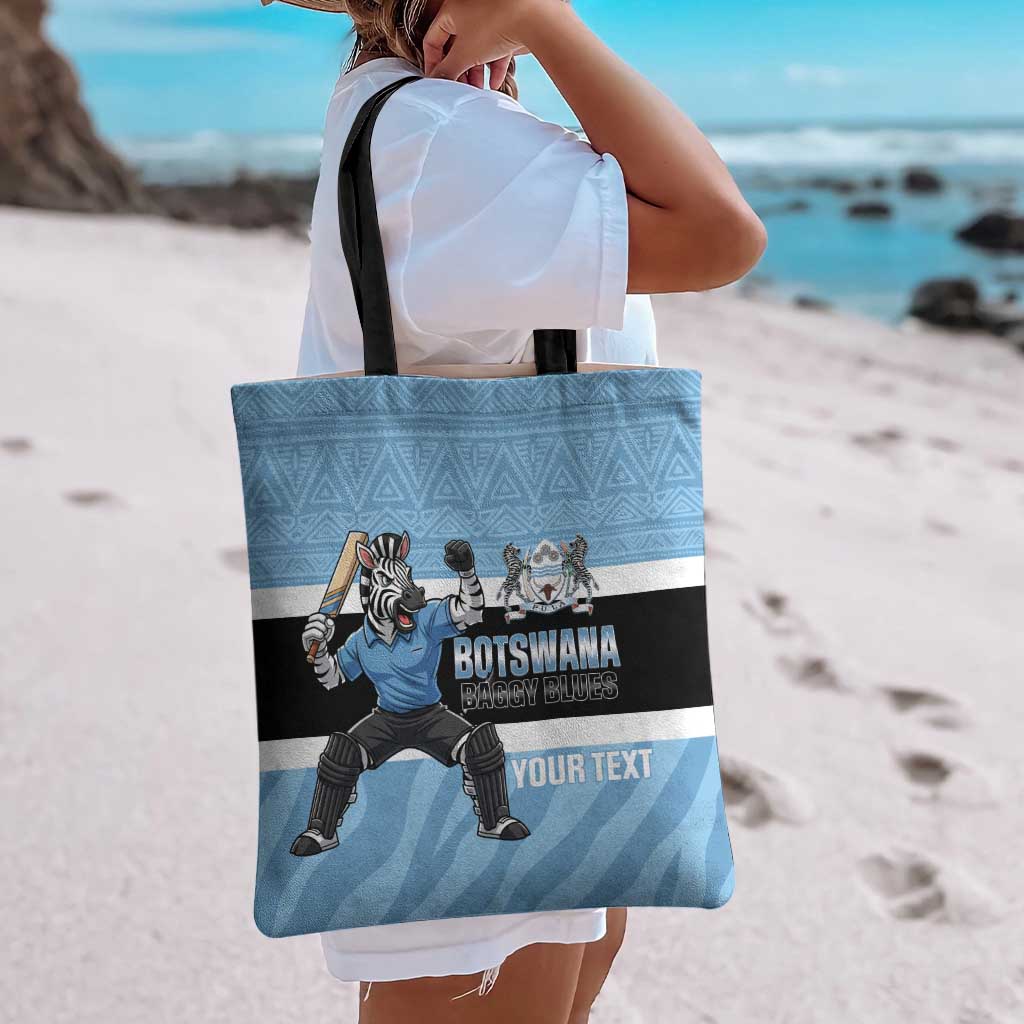 Custom Botswana Cricket Tote Bag Go Baggy Blues Zebra Mascot - Wonder Print Shop