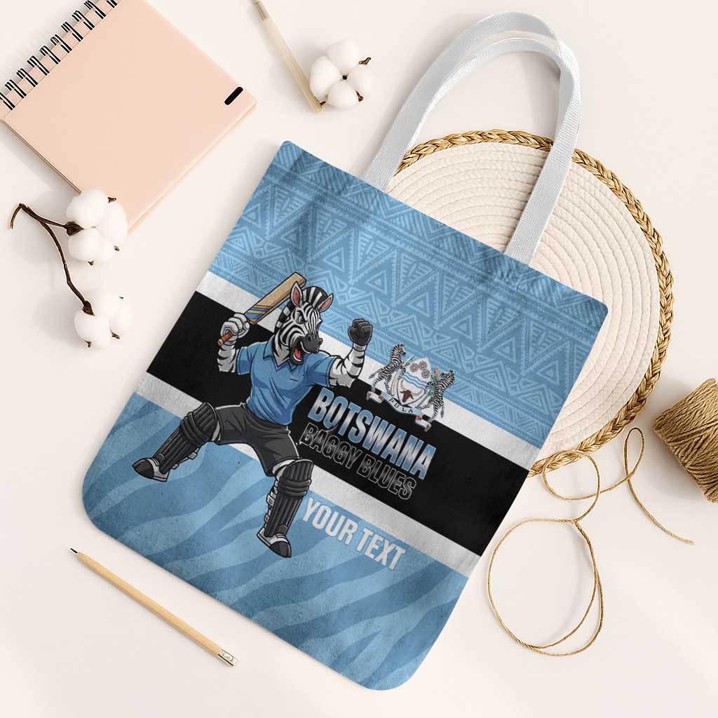 Custom Botswana Cricket Tote Bag Go Baggy Blues Zebra Mascot - Wonder Print Shop
