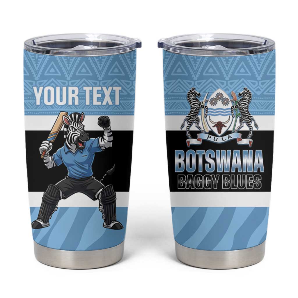 Custom Botswana Cricket Tumbler Cup Go Baggy Blues Zebra Mascot - Wonder Print Shop