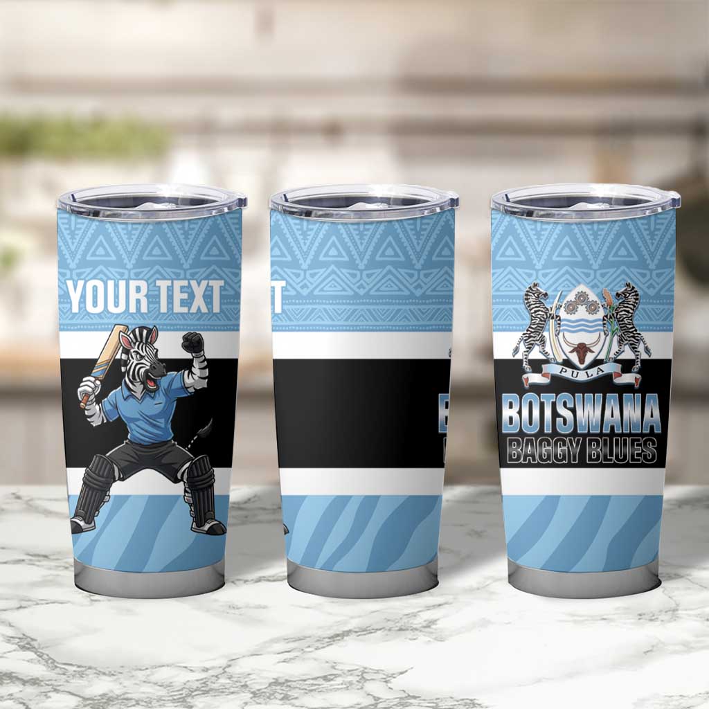 Custom Botswana Cricket Tumbler Cup Go Baggy Blues Zebra Mascot - Wonder Print Shop