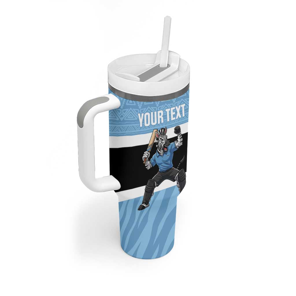 Custom Botswana Cricket Tumbler With Handle Go Baggy Blues Zebra Mascot - Wonder Print Shop