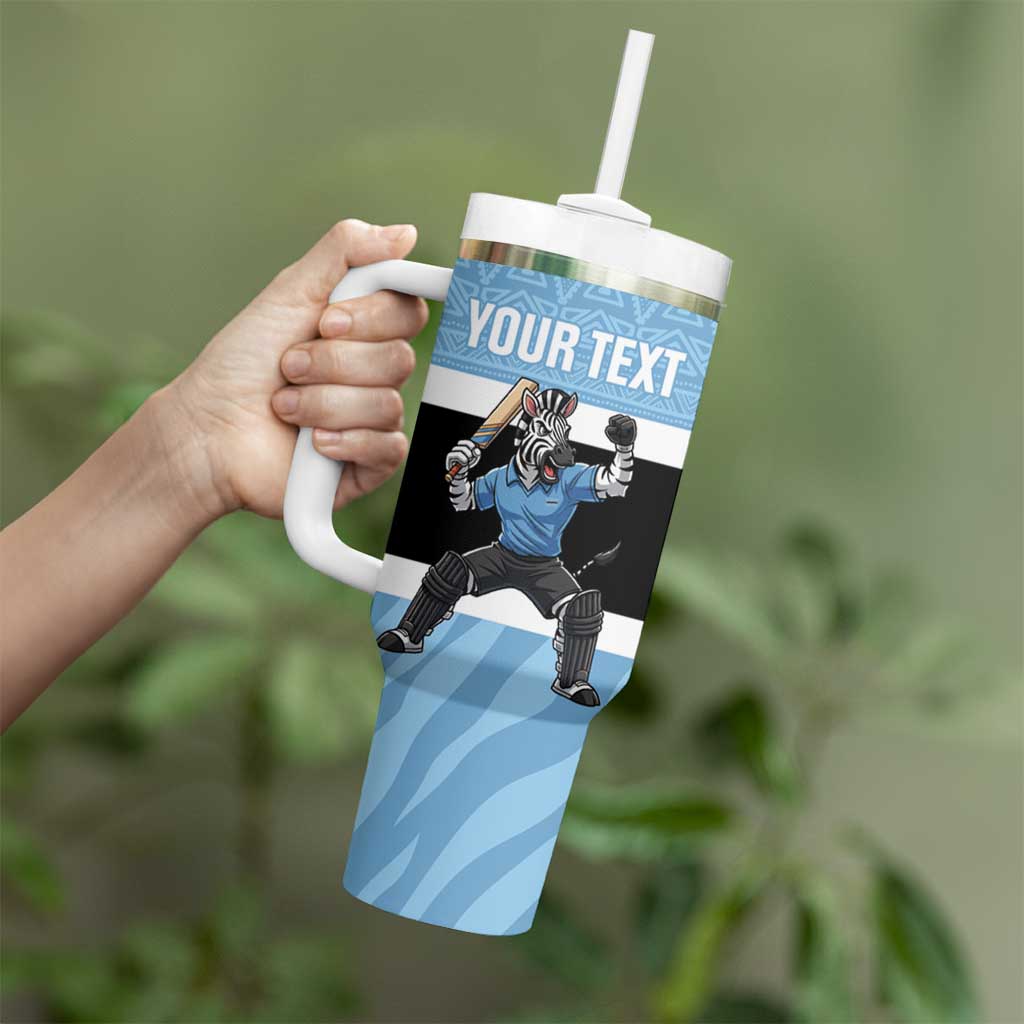Custom Botswana Cricket Tumbler With Handle Go Baggy Blues Zebra Mascot - Wonder Print Shop