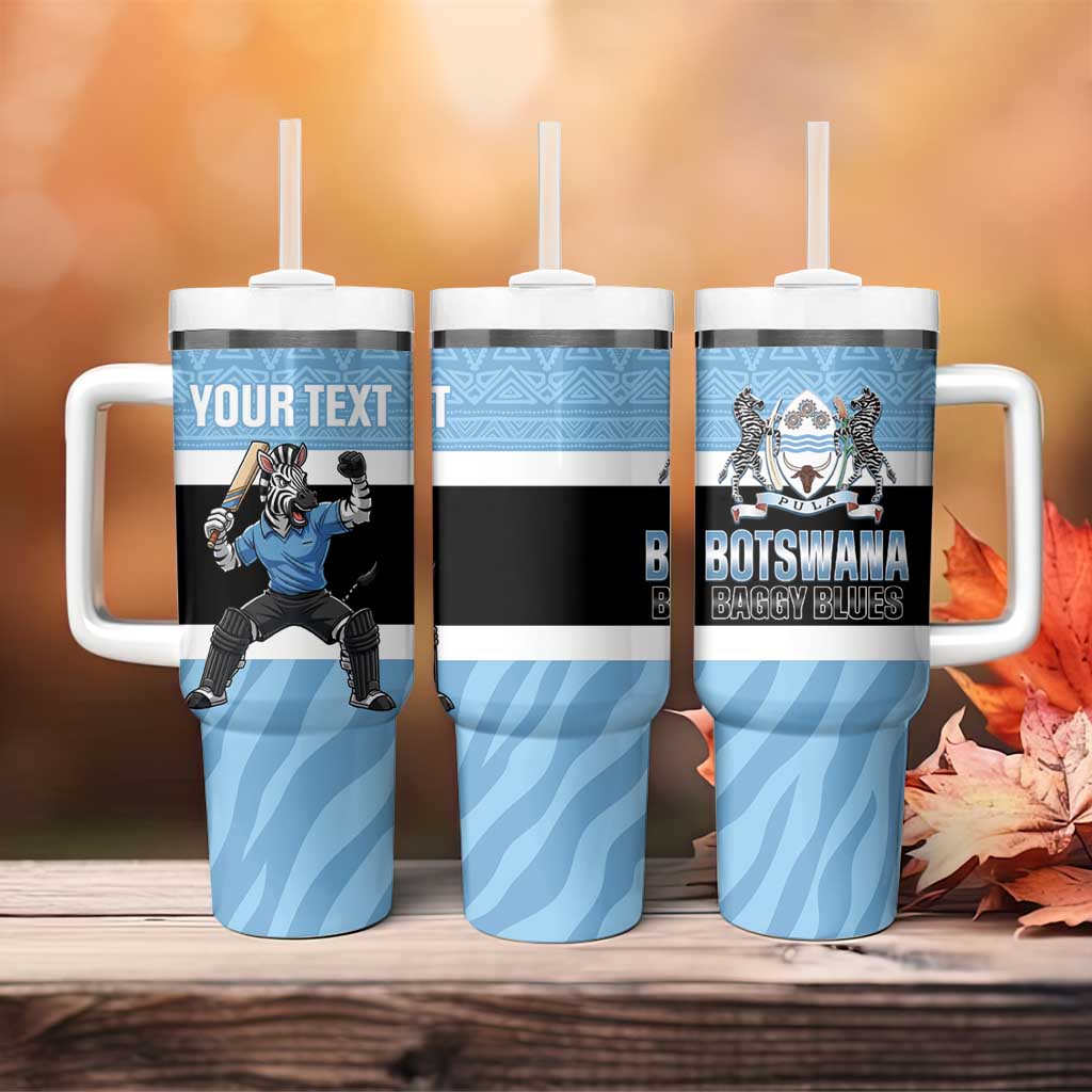 Custom Botswana Cricket Tumbler With Handle Go Baggy Blues Zebra Mascot - Wonder Print Shop