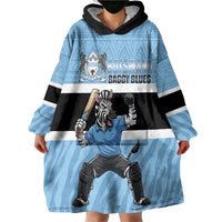 Custom Botswana Cricket Wearable Blanket Hoodie Go Baggy Blues Zebra Mascot - Wonder Print Shop