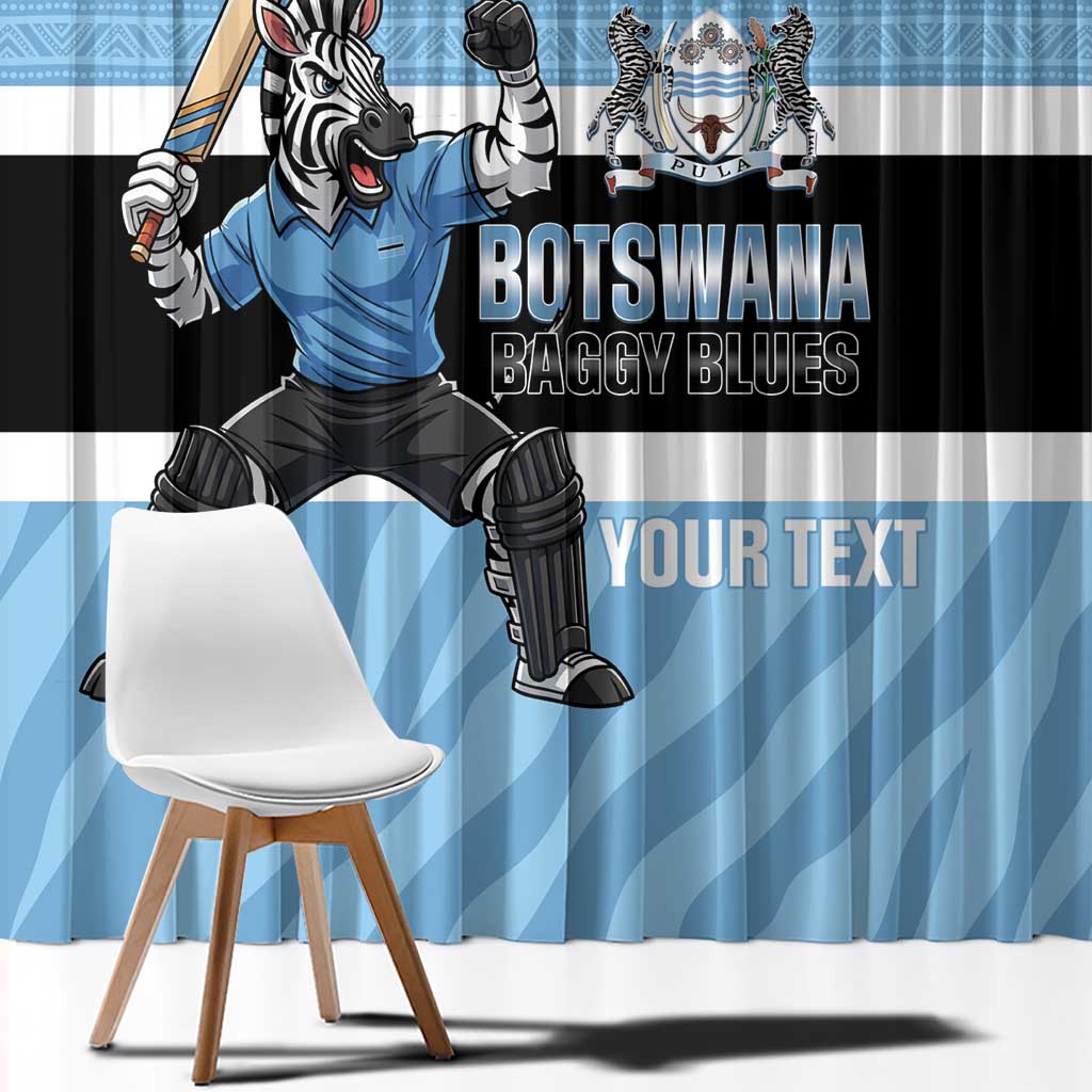 Custom Botswana Cricket Window Curtain Go Baggy Blues Zebra Mascot - Wonder Print Shop