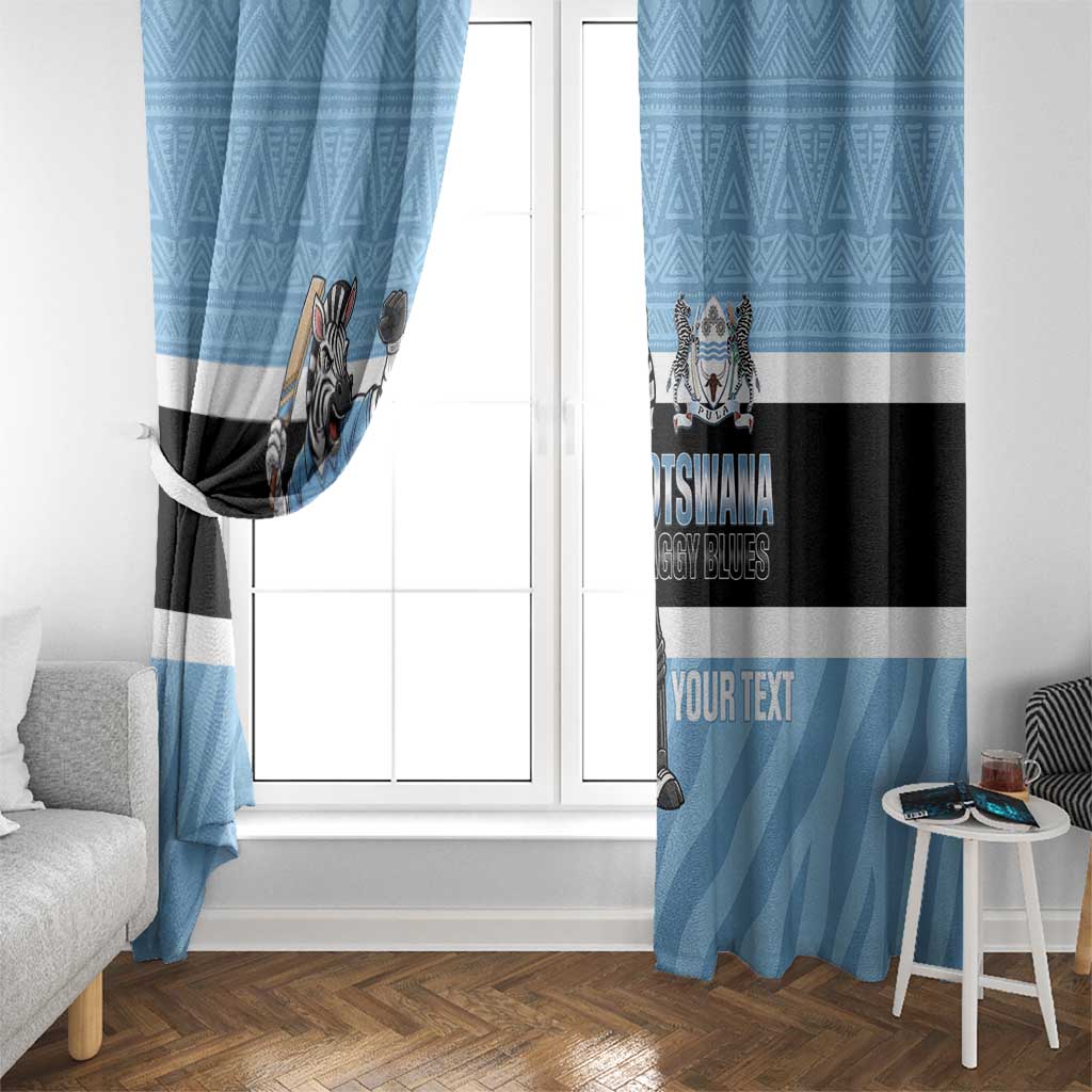 Custom Botswana Cricket Window Curtain Go Baggy Blues Zebra Mascot - Wonder Print Shop