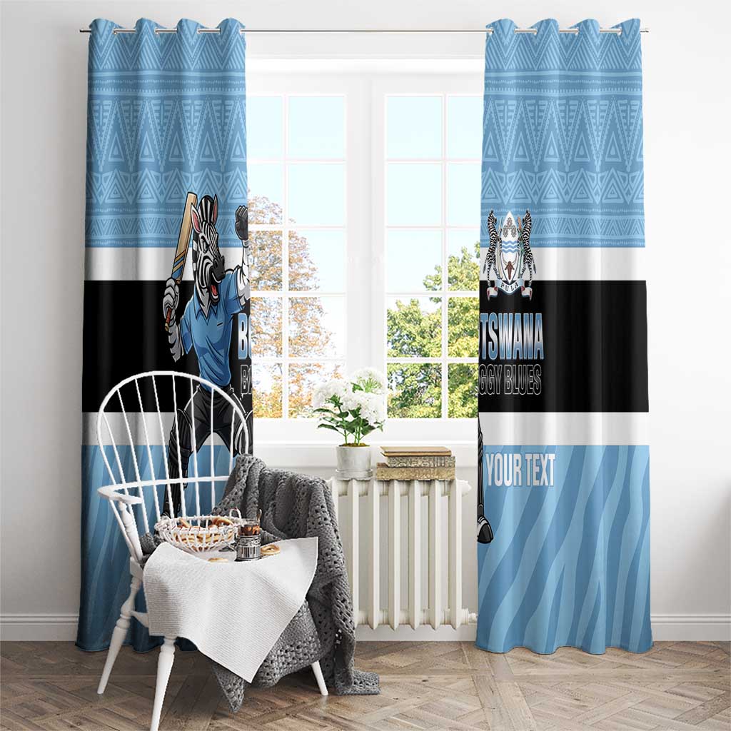 Custom Botswana Cricket Window Curtain Go Baggy Blues Zebra Mascot - Wonder Print Shop