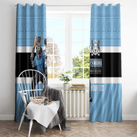Custom Botswana Cricket Window Curtain Go Baggy Blues Zebra Mascot - Wonder Print Shop