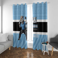 Custom Botswana Cricket Window Curtain Go Baggy Blues Zebra Mascot - Wonder Print Shop