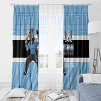 Custom Botswana Cricket Window Curtain Go Baggy Blues Zebra Mascot - Wonder Print Shop