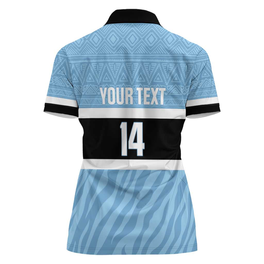 Custom Botswana Cricket Women Polo Shirt Go Baggy Blues Zebra Mascot - Wonder Print Shop