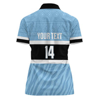 Custom Botswana Cricket Women Polo Shirt Go Baggy Blues Zebra Mascot - Wonder Print Shop