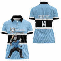 Custom Botswana Cricket Women Polo Shirt Go Baggy Blues Zebra Mascot - Wonder Print Shop