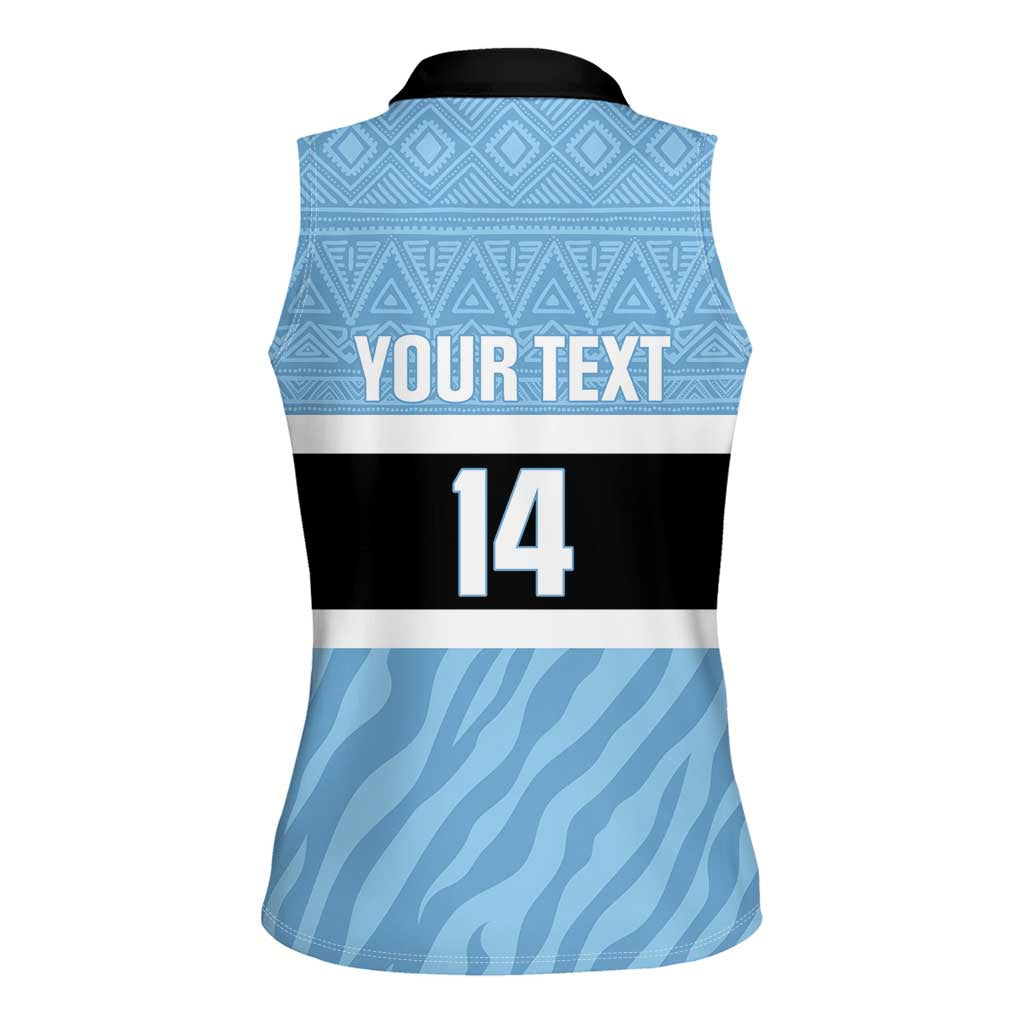 Custom Botswana Cricket Women Sleeveless Polo Shirt Go Baggy Blues Zebra Mascot - Wonder Print Shop