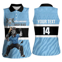 Custom Botswana Cricket Women Sleeveless Polo Shirt Go Baggy Blues Zebra Mascot - Wonder Print Shop