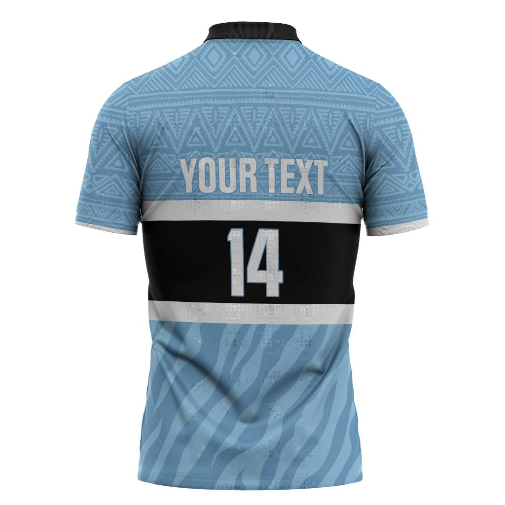 Custom Botswana Cricket Zipper Polo Shirt Go Baggy Blues Zebra Mascot - Wonder Print Shop