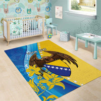 Personalised Bosnia and Herzegovina Independence Day Area Rug Lilium Bosniacum With Eagle Curve Style - Wonder Print Shop