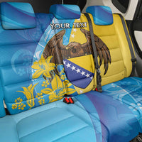 Personalised Bosnia and Herzegovina Independence Day Back Car Seat Cover Lilium Bosniacum With Eagle Curve Style - Wonder Print Shop