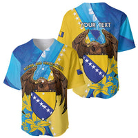 Personalised Bosnia and Herzegovina Independence Day Baseball Jersey Lilium Bosniacum With Eagle Curve Style - Wonder Print Shop