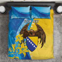 Personalised Bosnia and Herzegovina Independence Day Bedding Set Lilium Bosniacum With Eagle Curve Style - Wonder Print Shop