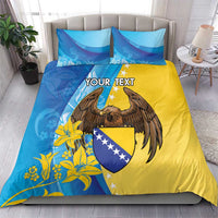 Personalised Bosnia and Herzegovina Independence Day Bedding Set Lilium Bosniacum With Eagle Curve Style - Wonder Print Shop