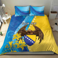 Personalised Bosnia and Herzegovina Independence Day Bedding Set Lilium Bosniacum With Eagle Curve Style - Wonder Print Shop