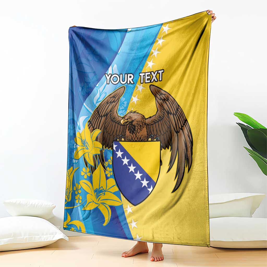 Personalised Bosnia and Herzegovina Independence Day Blanket Lilium Bosniacum With Eagle Curve Style