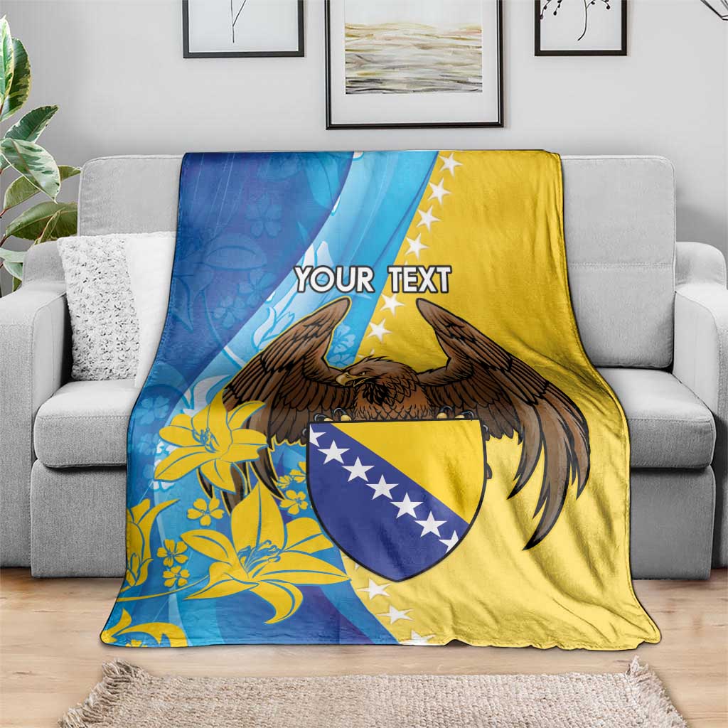Personalised Bosnia and Herzegovina Independence Day Blanket Lilium Bosniacum With Eagle Curve Style