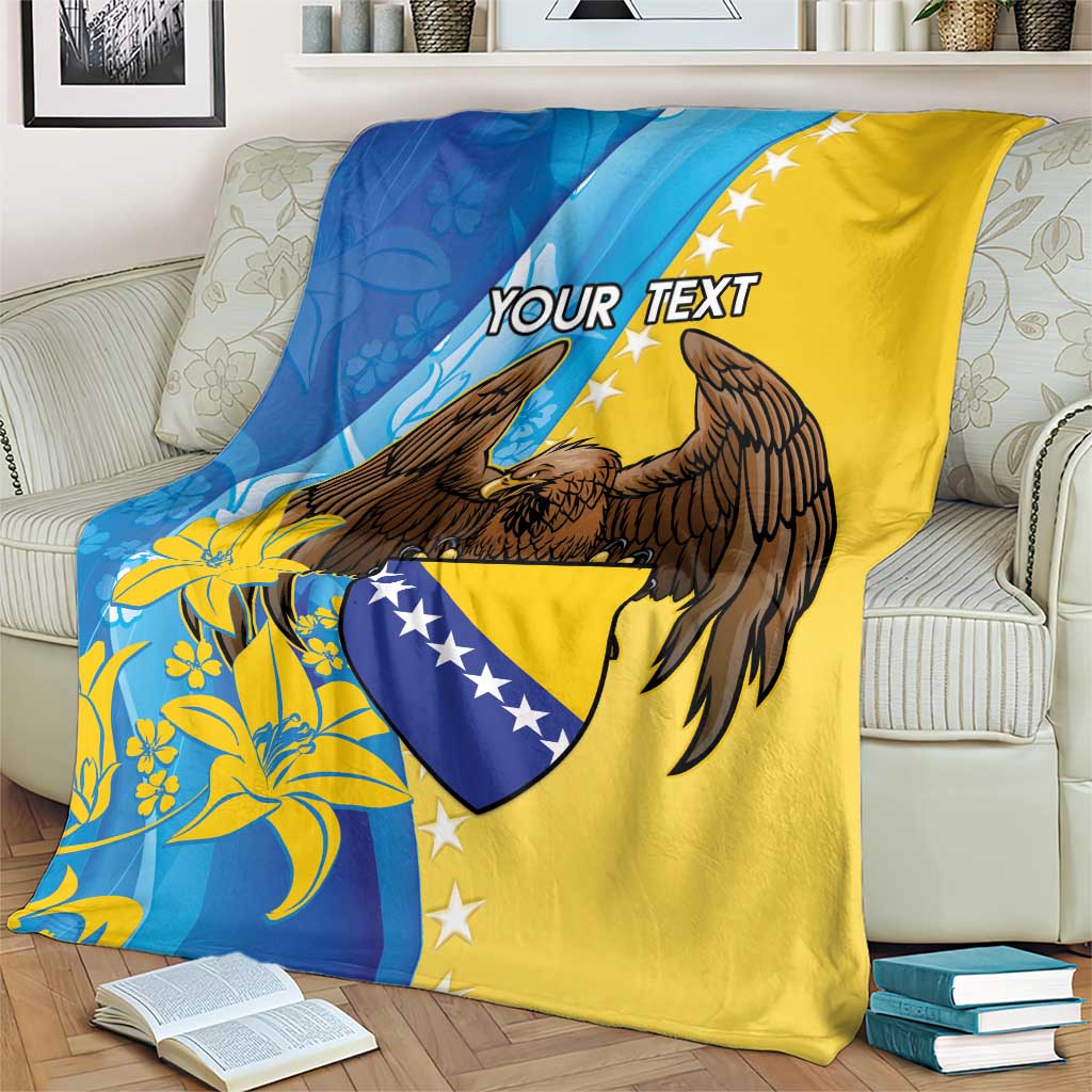 Personalised Bosnia and Herzegovina Independence Day Blanket Lilium Bosniacum With Eagle Curve Style