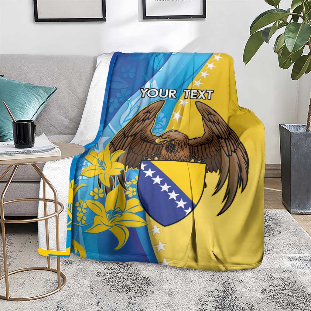 Personalised Bosnia and Herzegovina Independence Day Blanket Lilium Bosniacum With Eagle Curve Style