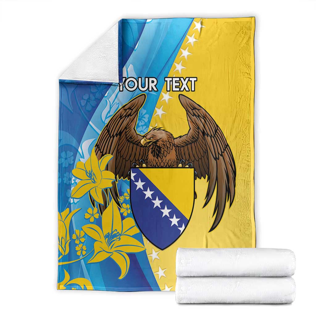 Personalised Bosnia and Herzegovina Independence Day Blanket Lilium Bosniacum With Eagle Curve Style