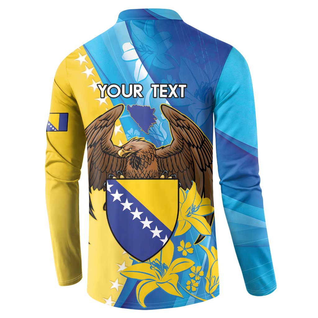 Personalised Bosnia and Herzegovina Independence Day Button Sweatshirt Lilium Bosniacum With Eagle Curve Style - Wonder Print Shop