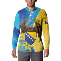 Personalised Bosnia and Herzegovina Independence Day Button Sweatshirt Lilium Bosniacum With Eagle Curve Style - Wonder Print Shop