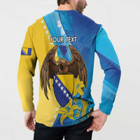 Personalised Bosnia and Herzegovina Independence Day Button Sweatshirt Lilium Bosniacum With Eagle Curve Style - Wonder Print Shop