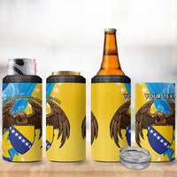 Personalised Bosnia and Herzegovina Independence Day 4 in 1 Can Cooler Tumbler Lilium Bosniacum With Eagle Curve Style - Wonder Print Shop