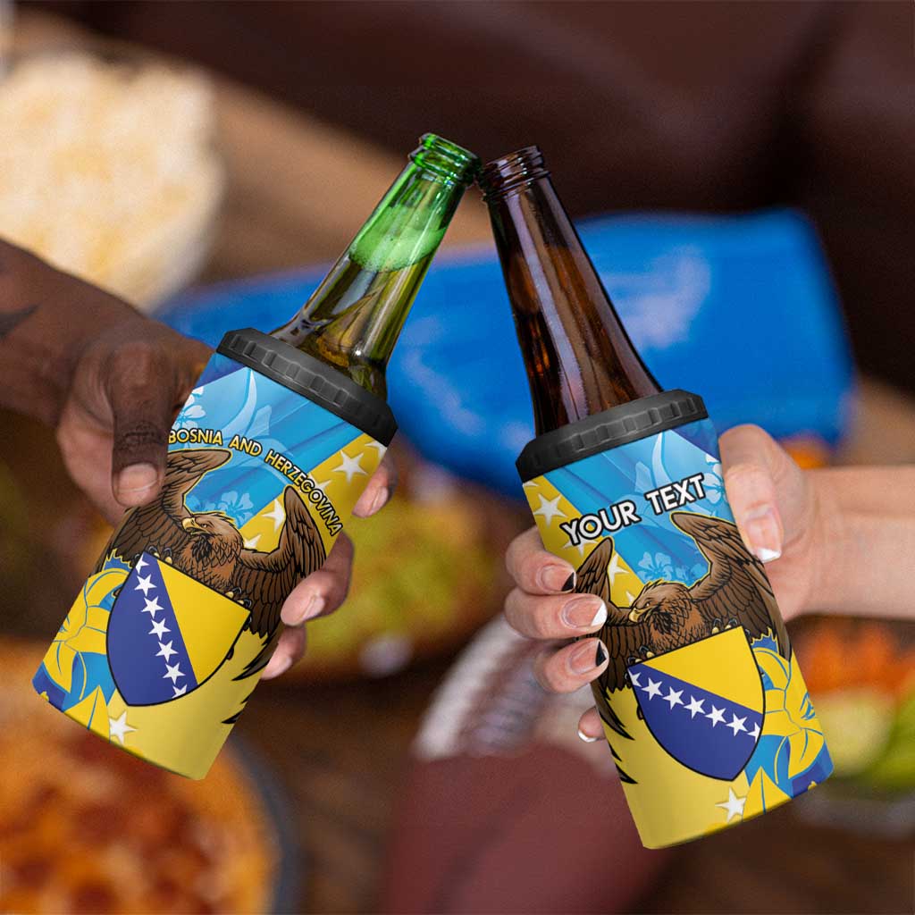 Personalised Bosnia and Herzegovina Independence Day 4 in 1 Can Cooler Tumbler Lilium Bosniacum With Eagle Curve Style - Wonder Print Shop