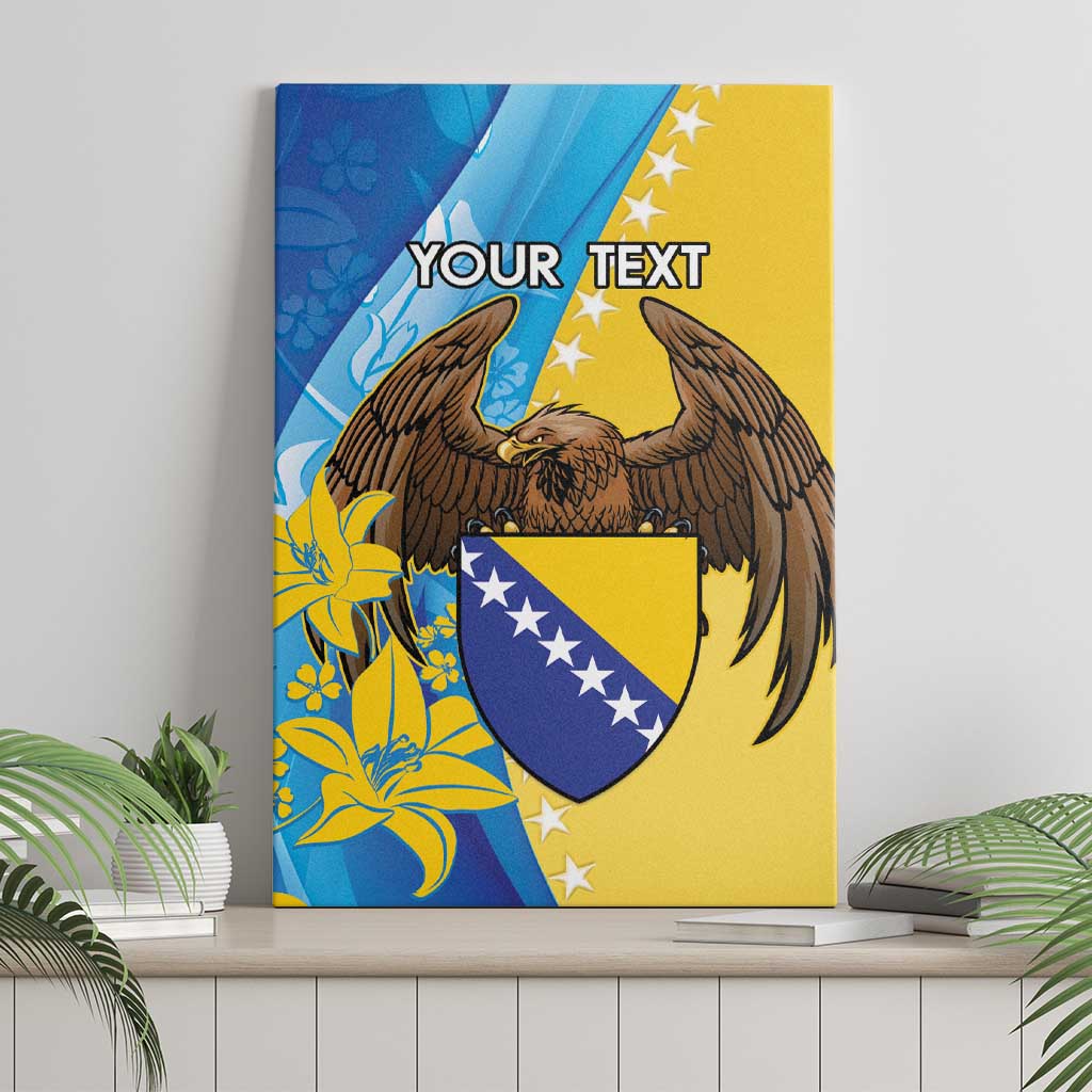 Personalised Bosnia and Herzegovina Independence Day Canvas Wall Art Lilium Bosniacum With Eagle Curve Style - Wonder Print Shop