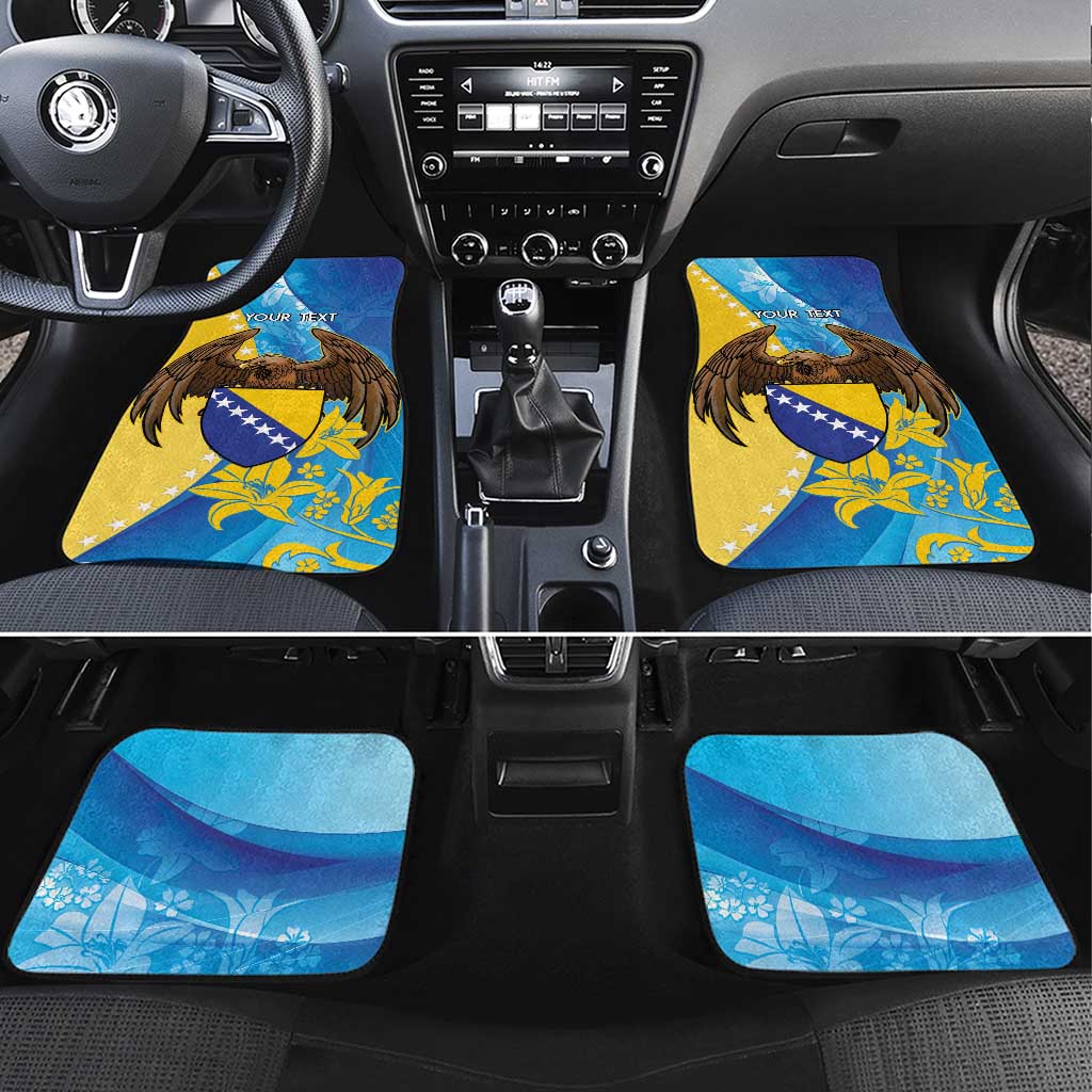 Personalised Bosnia and Herzegovina Independence Day Car Mats Lilium Bosniacum With Eagle Curve Style - Wonder Print Shop
