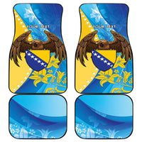 Personalised Bosnia and Herzegovina Independence Day Car Mats Lilium Bosniacum With Eagle Curve Style - Wonder Print Shop
