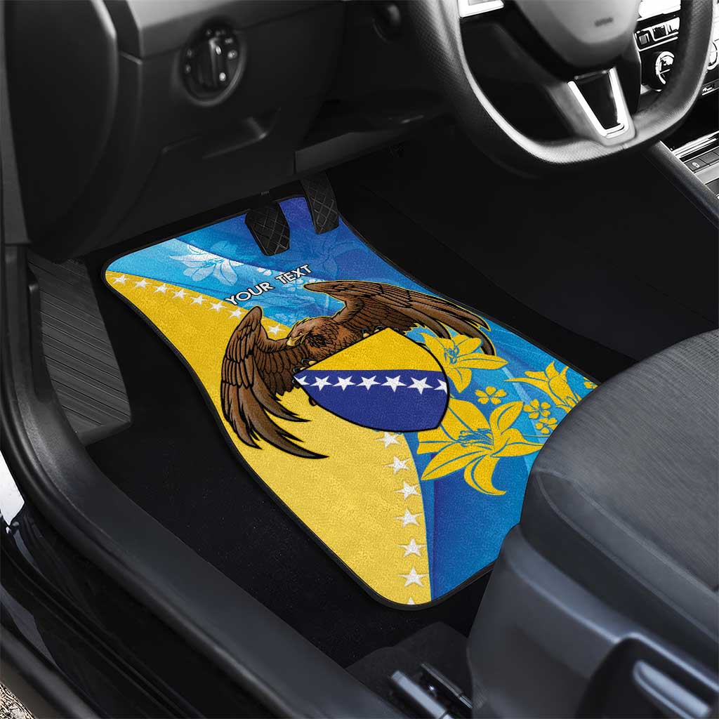 Personalised Bosnia and Herzegovina Independence Day Car Mats Lilium Bosniacum With Eagle Curve Style - Wonder Print Shop