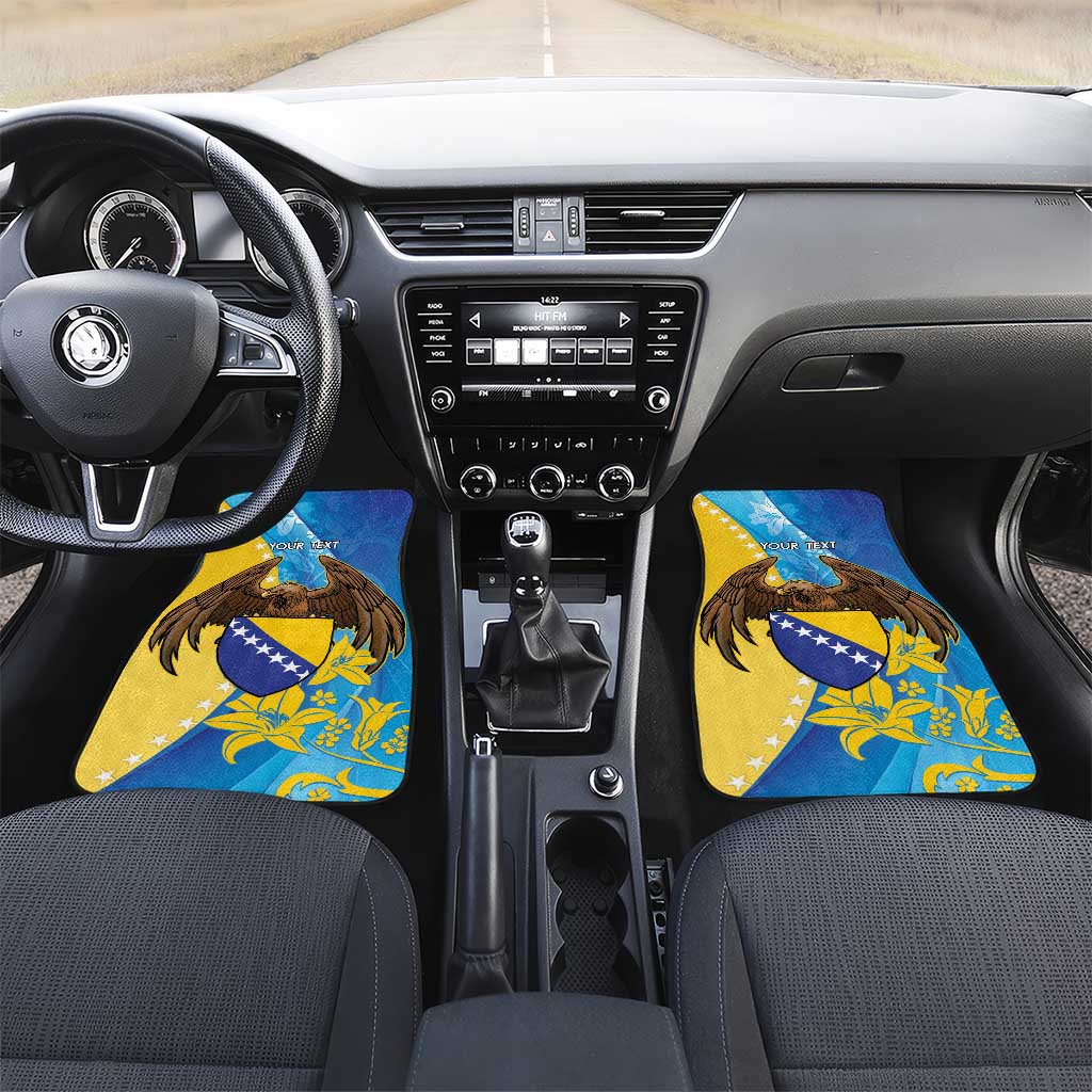 Personalised Bosnia and Herzegovina Independence Day Car Mats Lilium Bosniacum With Eagle Curve Style - Wonder Print Shop