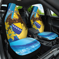 Personalised Bosnia and Herzegovina Independence Day Car Seat Cover Lilium Bosniacum With Eagle Curve Style - Wonder Print Shop