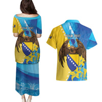 Personalised Bosnia and Herzegovina Independence Day Couples Matching Puletasi and Hawaiian Shirt Lilium Bosniacum With Eagle Curve Style - Wonder Print Shop
