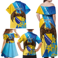 Personalised Bosnia and Herzegovina Independence Day Family Matching Off Shoulder Maxi Dress and Hawaiian Shirt Lilium Bosniacum With Eagle Curve Style - Wonder Print Shop