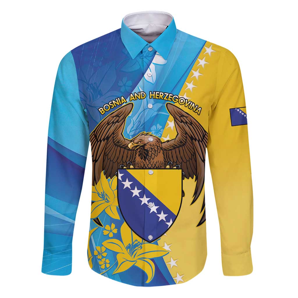 Personalised Bosnia and Herzegovina Independence Day Family Matching Puletasi and Hawaiian Shirt Lilium Bosniacum With Eagle Curve Style - Wonder Print Shop