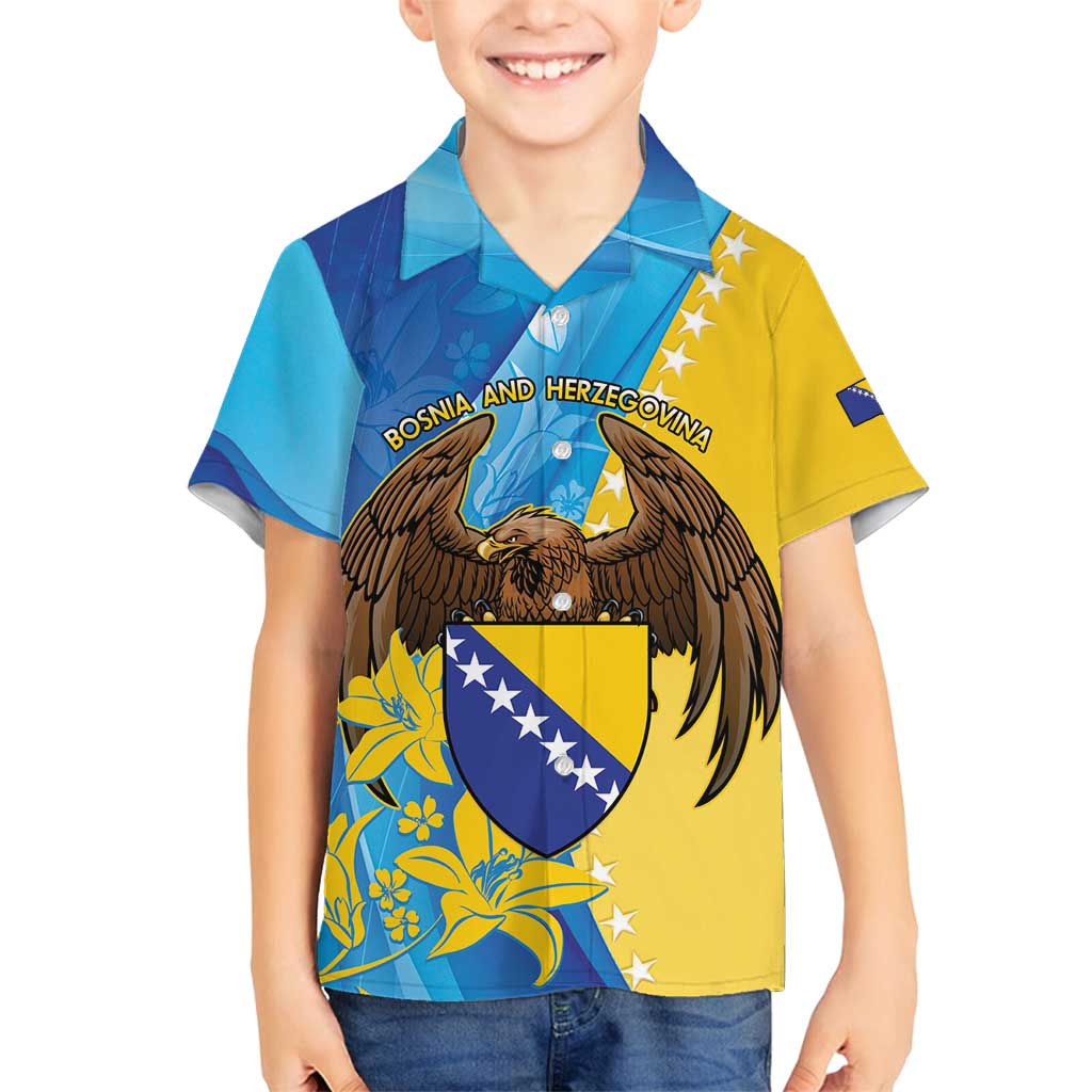 Personalised Bosnia and Herzegovina Independence Day Family Matching Puletasi and Hawaiian Shirt Lilium Bosniacum With Eagle Curve Style - Wonder Print Shop